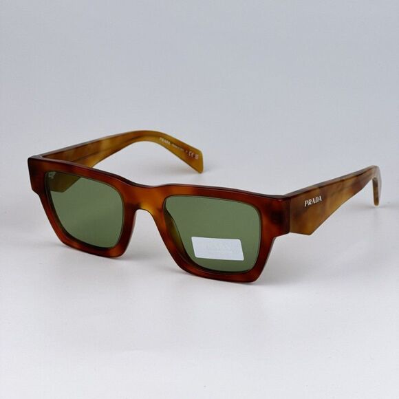 NEW Prada PRA06S 11P60C Cognac Tortoise Green Square Unisex Sunglasses PR A06S